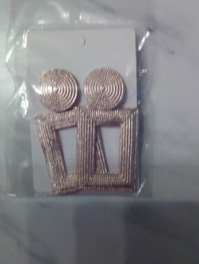 Statement Geometric Drop Earrings - Rose Gold